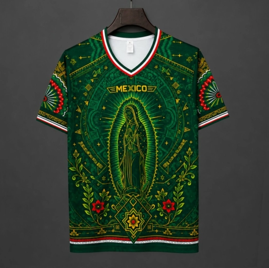 2026 Mexico Special Edition Green with Virgin of Guadalupe and Aztec Pattern Jersey