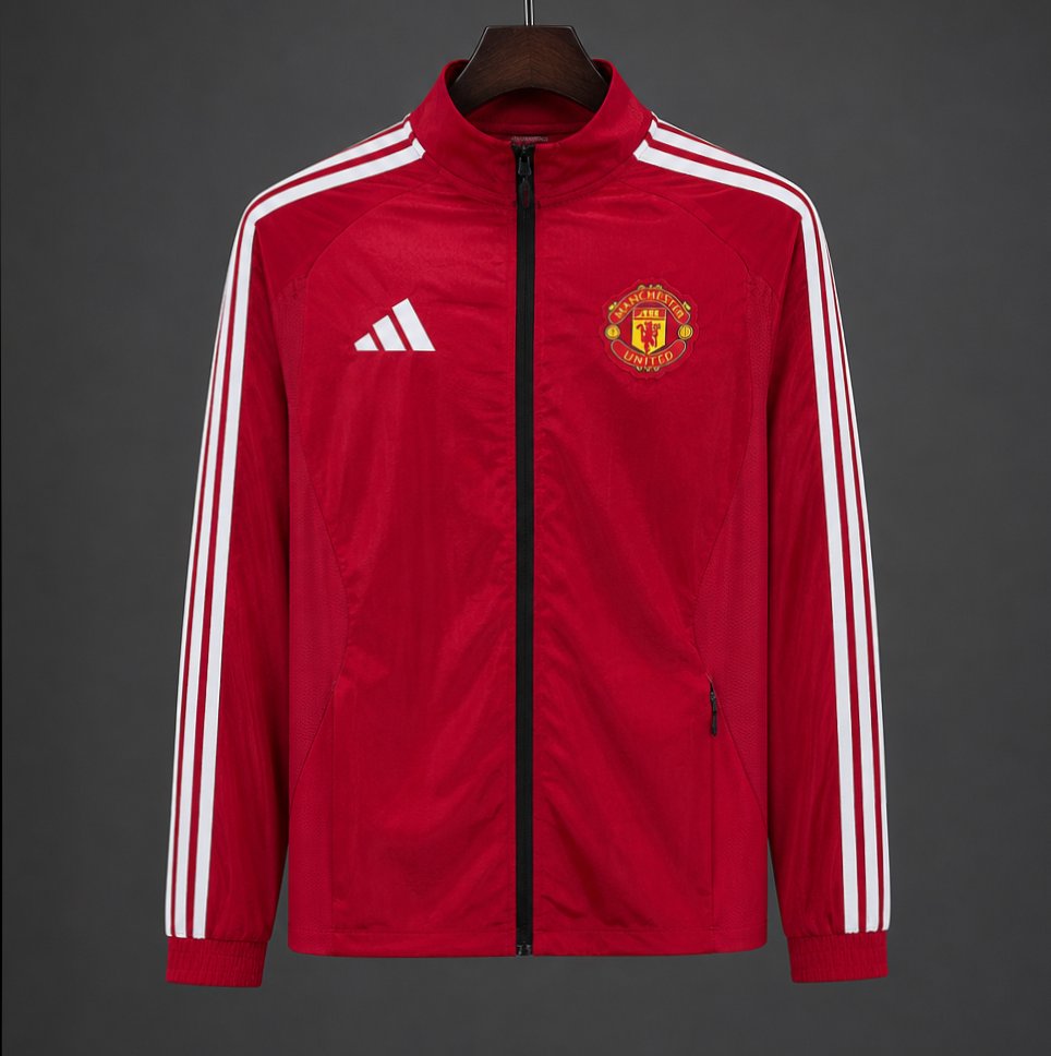 26/27 Manchester United FC Red Full Zipper Windbreaker Jacket