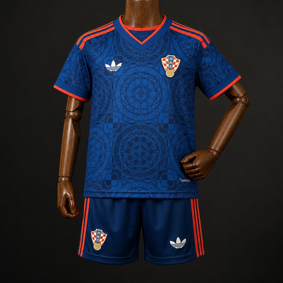 2016  Kids Croatia Away Navy Blue Jersey Kit
